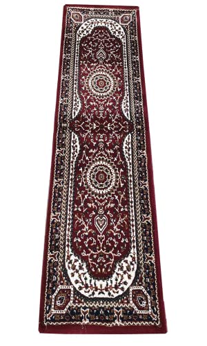 Prince Carpets Kashmiri Supersoft Wool Blend Persian Design Carpet for Living Room Bedroom Drawing Room Hall Anti Slip Backing Thick Washable Carpet Maroon Color 2 x 6 feet