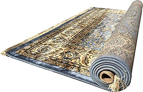 Prince Carpets Supersoft Kashmiri Silk Luxury Persian Design Anti Skid Backing Washable Carpets for Living Room Bedroom Drawing Room Hall Home Grey Color 5 x7 feet
