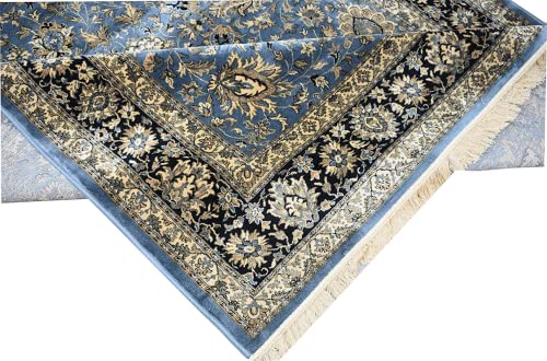 Prince Carpets Supersoft Kashmiri Silk Luxury Persian Design Anti Skid Backing Washable Carpets for Living Room Bedroom Drawing Room Hall Home Grey Color 9 x 12 feet