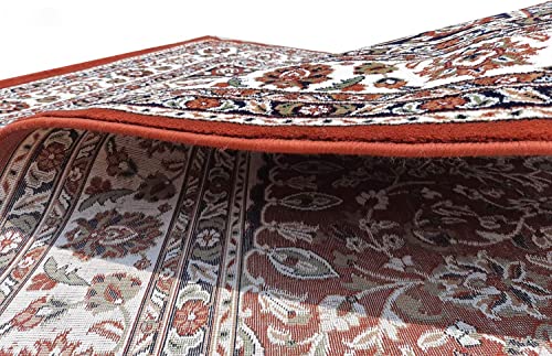 Prince Carpets Kashmiri Supersoft Wool Blend Persian Carpet for Living Room Bedroom Dining Room Hall with 15mm Thickness Non Slip Washable Carpet Rust Color 2 x 6 feet