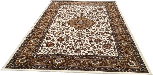 Prince Carpets Kashmiri Supersoft Wool Blend Persian Design Carpet for Living Room Bedroom Drawing Room Hall Anti Slip Backing Thick Washable Carpet Black Color 4 x 6 feet