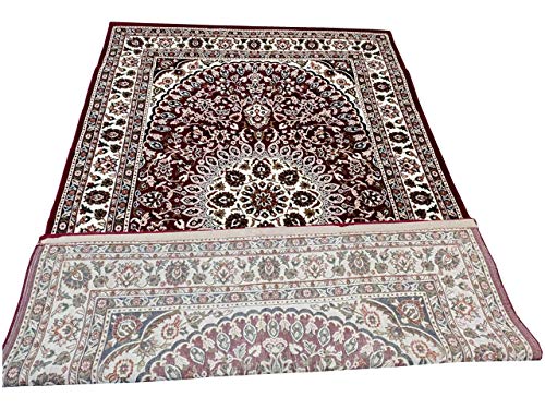 Prince Carpets Supersoft Kashmiri Silk Luxury Persian Design Anti Skid Backing Washable Carpets for Living Room Bedroom Drawing Room Dining Room Hall Home Maroon Color 6 x 9 feet