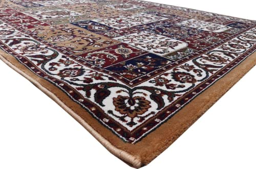 Prince Carpets Kashmiri Silk Touch Persian Carpets for Living Room1 inch Thickness Anti Skid Washable Carpet Gold Color 8 x 11 feet