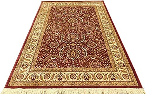 Prince Carpets Supersoft Kashmiri Silk Luxury Persian Design Anti Skid Backing Washable Carpets for Living Room Bedroom Drawing Room Hall Home Pink Color 8 x 11 feet