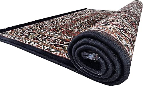 Prince Carpets Kashmiri Supersoft Wool Blend Persian Carpet for Living Room Bedroom Dining Room Hall with 15mm Thickness Non Slip Washable Carpet Blue Color 6 x 9 feet