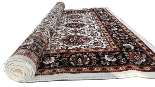 Prince Carpets Kashmiri Supersoft Wool Blend Persian Carpet for Living Room Bedroom Dining Room Hall with 15mm Thickness Non Slip Washable Carpet White Color 9 x 12 feet