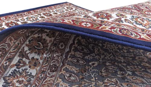Prince Carpets Kashmiri Supersoft Wool Blend Persian Carpet for Living Room Bedroom Dining Room Hall with 15mm Thickness Non Slip Washable Carpet Blue Color 4 x 6 feet