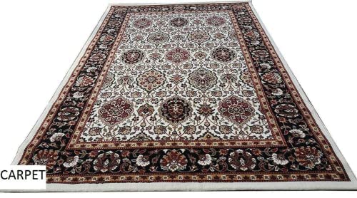 Prince Carpets Kashmiri Supersoft Wool Blend Persian Carpet for Living Room Bedroom Dining Room Hall with 15mm Thickness Non Slip Washable Carpet White Color 9 x 12 feet
