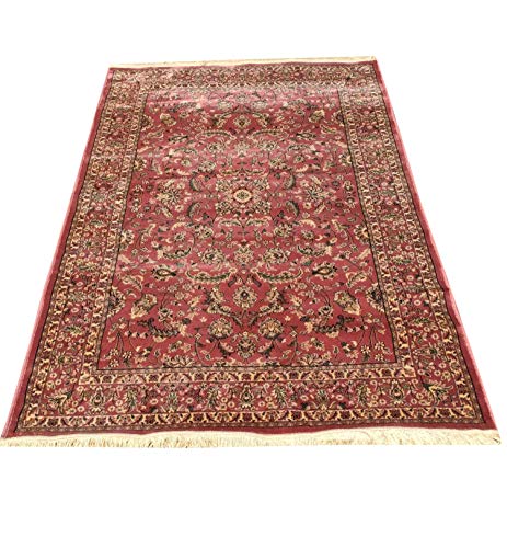 Prince Carpets Kashmiri Silk Traditional Persian Design Luxury Carpets for Home Living Room Hall (Pink C, 4 x 6)