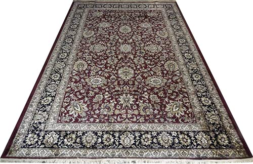 Prince Carpets Supersoft Kashmiri Silk Luxury Persian Design Anti Skid Backing Washable Carpets for Living Room Bedroom Drawing Room Hall Home Maroon Color 8 x 11 feet