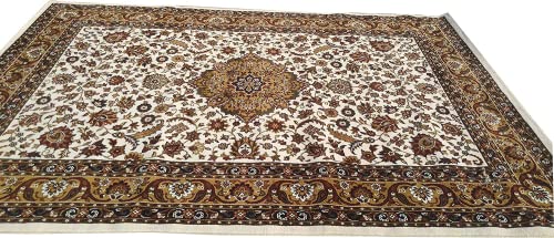 Prince Carpets Kashmiri Supersoft Wool Blend Persian Design Carpet for Living Room Bedroom Drawing Room Hall Anti Slip Backing Thick Washable Carpet Black Color 4 x 6 feet