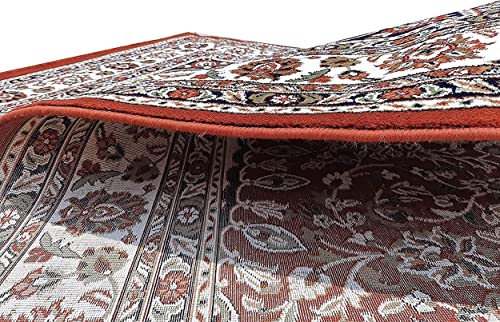 Prince Carpets Kashmiri Supersoft Wool Blend Persian Carpet for Living Room Bedroom Dining Room Hall with 15mm Thickness Non Slip Washable Carpet Rust Color 3 x 5 feet