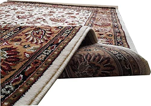 Prince Carpets Kashmiri Supersoft Wool Blend Persian Carpet for Living Room Bedroom Dining Room Hall with 15mm Thickness Non Slip Washable Carpet White Color 9 x 12 feet