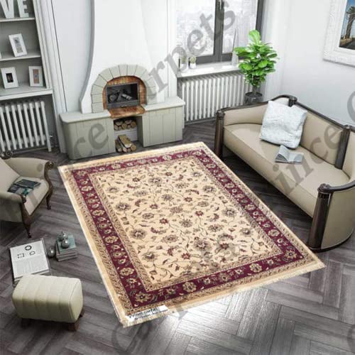 Prince Carpets Supersoft Kashmiri Silk Luxury Persian Design Anti Skid Backing Washable Carpets for Living Room Bedroom Drawing Room Hall Home Camel Color 6 x 9 feet