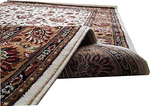 Prince Carpets Kashmiri Supersoft Wool Blend Persian Carpet for Living Room Bedroom Dining Room Hall with 15mm Thickness Non Slip Washable Carpet White Color 3 x 5 feet