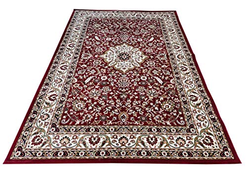 Prince Carpets Floral Design Soft Plushy Carpets for Home Bedroom Hall and Living Room (Maroon Red, 6 x 9)