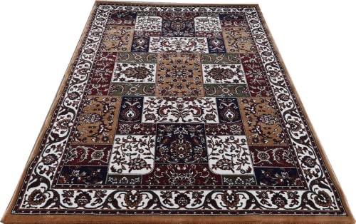 Prince Carpets Kashmiri Silk Touch Persian Carpets for Living Room1 inch Thickness Anti Skid Washable Carpet Gold Color 8 x 11 feet