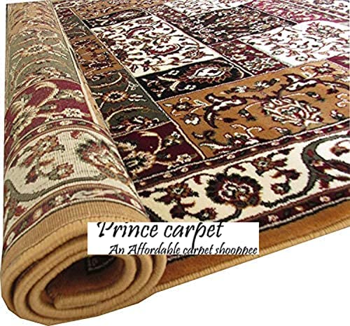 Prince Carpets Kashmiri Supersoft Wool Blend Persian Carpet for Living Room Bedroom Dining Room Hall with 15mm Thickness Non Slip Washable Carpet Rust Color 9 x 12 feet