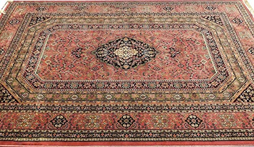 Prince Carpets Supersoft Kashmiri Silk Luxury Persian Design Anti Skid Backing Washable Carpets for Living Room Bedroom Drawing Room Hall Home Pink Color 9 x 12 feet