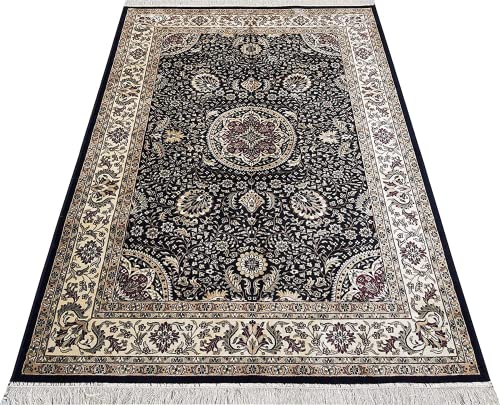 Prince Carpets Supersoft Kashmiri Silk Luxury Persian Design Anti Skid Backing Washable Carpets for Living Room Bedroom Drawing Room Hall Home Grey Color 6 x 9 feet