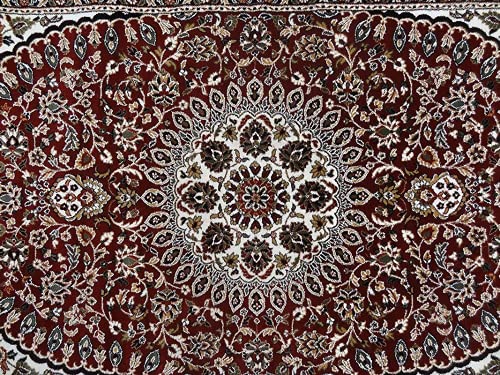 Prince Carpets Kashmiri Supersoft Wool Blend Persian Design Carpet for Living Room Bedroom Drawing Room Hall Anti Slip Backing Thick Washable Carpet Rust Color 6 x 9 feet