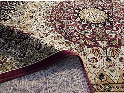 Prince Carpets Supersoft Kashmiri Silk Luxury Persian Design Anti Skid Backing Washable Carpets for Living Room Bedroom Drawing Room Hall Home Maroon Color 5 x7 feet