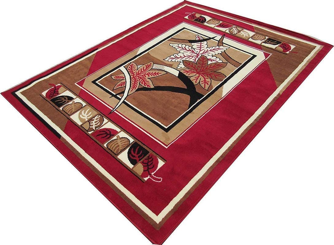 Prince Carpets for Living Room Acrylic Modern Design Washable Carpets for Home Red 6 x 8 feet