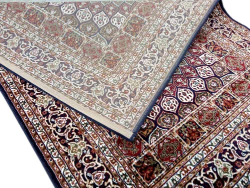 Prince Carpets Kashmiri Supersoft Wool Blend Persian Carpet for Living Room Bedroom Dining Room Hall with 15mm Thickness Non Slip Washable Carpet Blue Color 4 x 6 feet