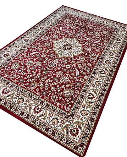 Prince Carpets Floral Design Soft Plushy Carpets for Home Bedroom Hall and Living Room (Maroon Red, 6 x 9)