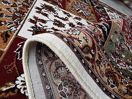 Prince Carpets Kashmiri Supersoft Wool Blend Persian Carpet for Living Room Bedroom Dining Room Hall with 15mm Thickness Non Slip Washable Carpet White Color 5 x 7 feet