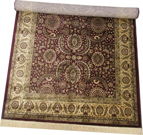 Prince Carpets Supersoft Kashmiri Silk Luxury Persian Design Anti Skid Backing Washable Carpets for Living Room Bedroom Drawing Room Hall Home Maroon Color 9 x 12 feet