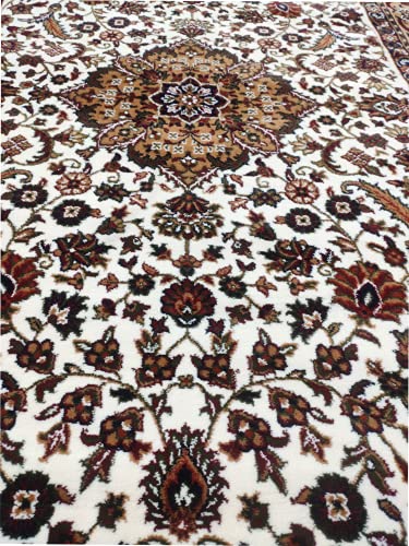 Prince Carpets Embossed Carved Supersoft Wool Blend Modern Design Carpets for Living Room Home Bedroom Drawing Room Hall with 1 inch Thickness White Color 5 x 7 feet