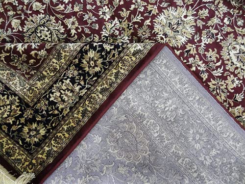 Prince Carpets Supersoft Kashmiri Silk Luxury Persian Design Anti Skid Backing Washable Carpets for Living Room Bedroom Drawing Room Hall Home Maroon Color 8 x 11 feet
