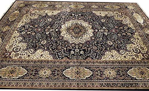 Prince Carpets Supersoft Kashmiri Silk Luxury Persian Design Anti Skid Backing Washable Carpets for Living Room Bedroom Drawing Room Hall Home Black Color 3 x 5 feet