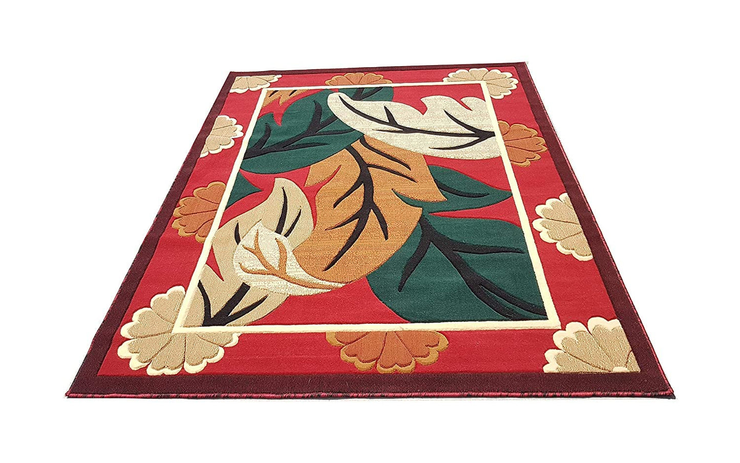 Prince Carpets Embossed Carved Supersoft Wool Blend Modern Design Carpets for Living Room Home Bedroom Drawing Room Hall with 1 inch Thickness Red Color 6 x 8 feet