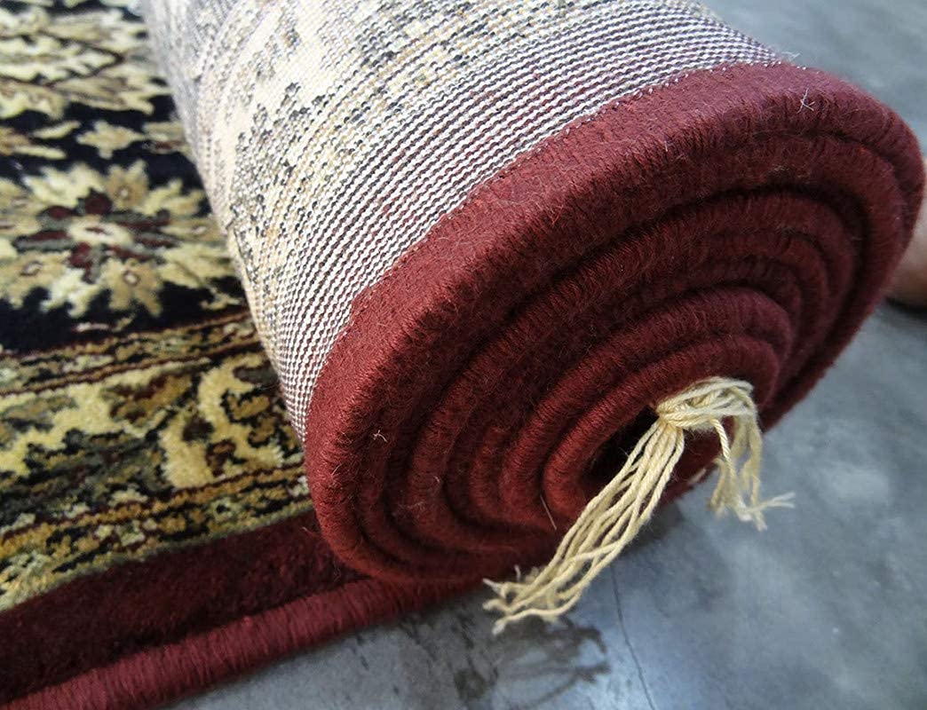 Prince Carpets Supersoft Kashmiri Silk Luxury Persian Design Anti Skid Backing Washable Carpets for Living Room Bedroom Drawing Room Hall Home Maroon Color 9 x 12 feet