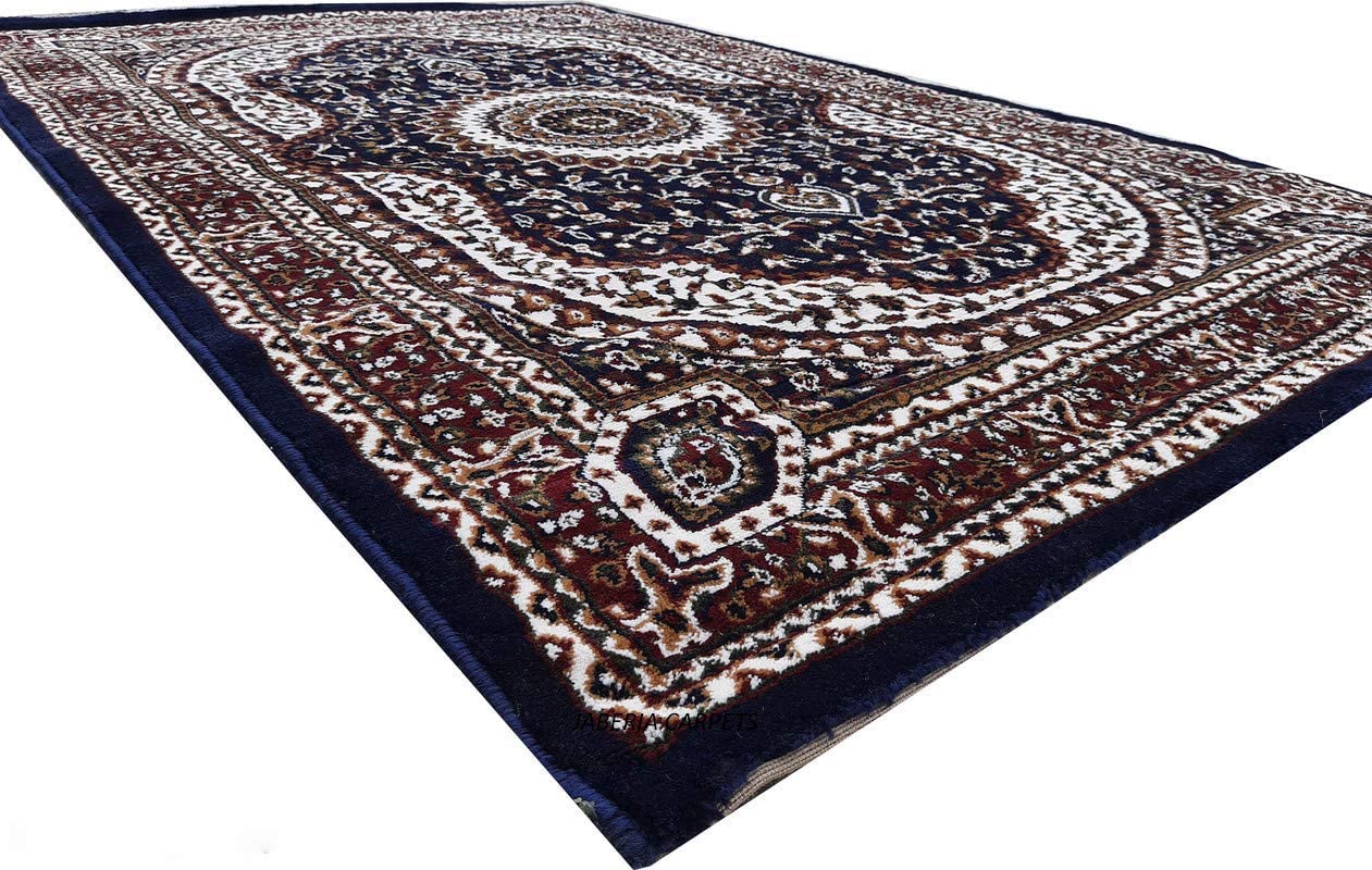 Prince Carpets Kashmiri Silk Touch Persian Carpets for Living Room1 inch Thickness Anti Skid Washable Carpet Blue Color 8 x 11 feet