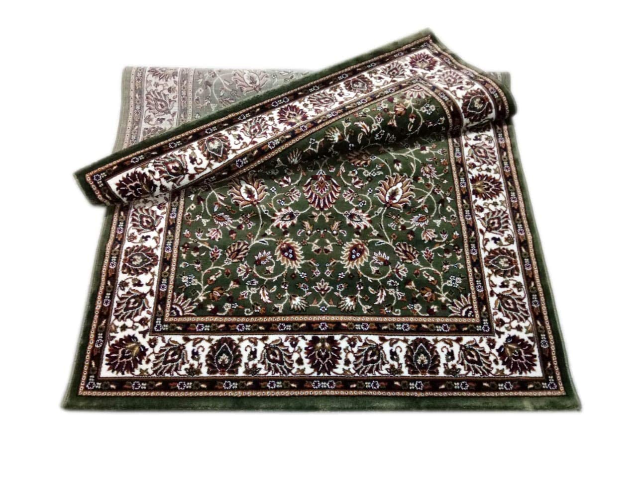 Prince Carpets Kashmiri Supersoft Wool Blend Persian Carpet for Living Room Bedroom Dining Room Hall with 15mm Thickness Non Slip Washable Carpet Green Color 6 x 9 feet