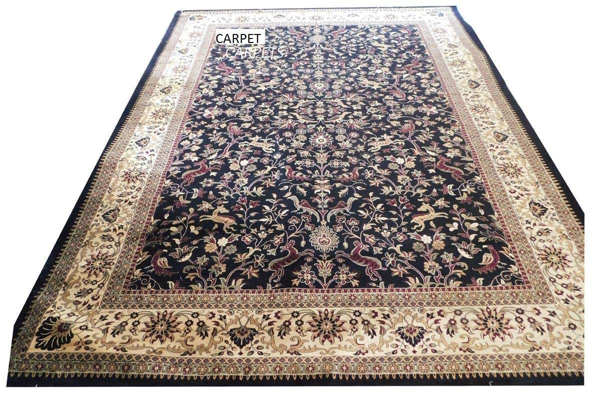 Prince Carpets Supersoft Kashmiri Silk Luxury Persian Design Anti Skid Backing Washable Carpets for Living Room Bedroom Drawing Room Hall Home Blue Color 6 x 9 feet