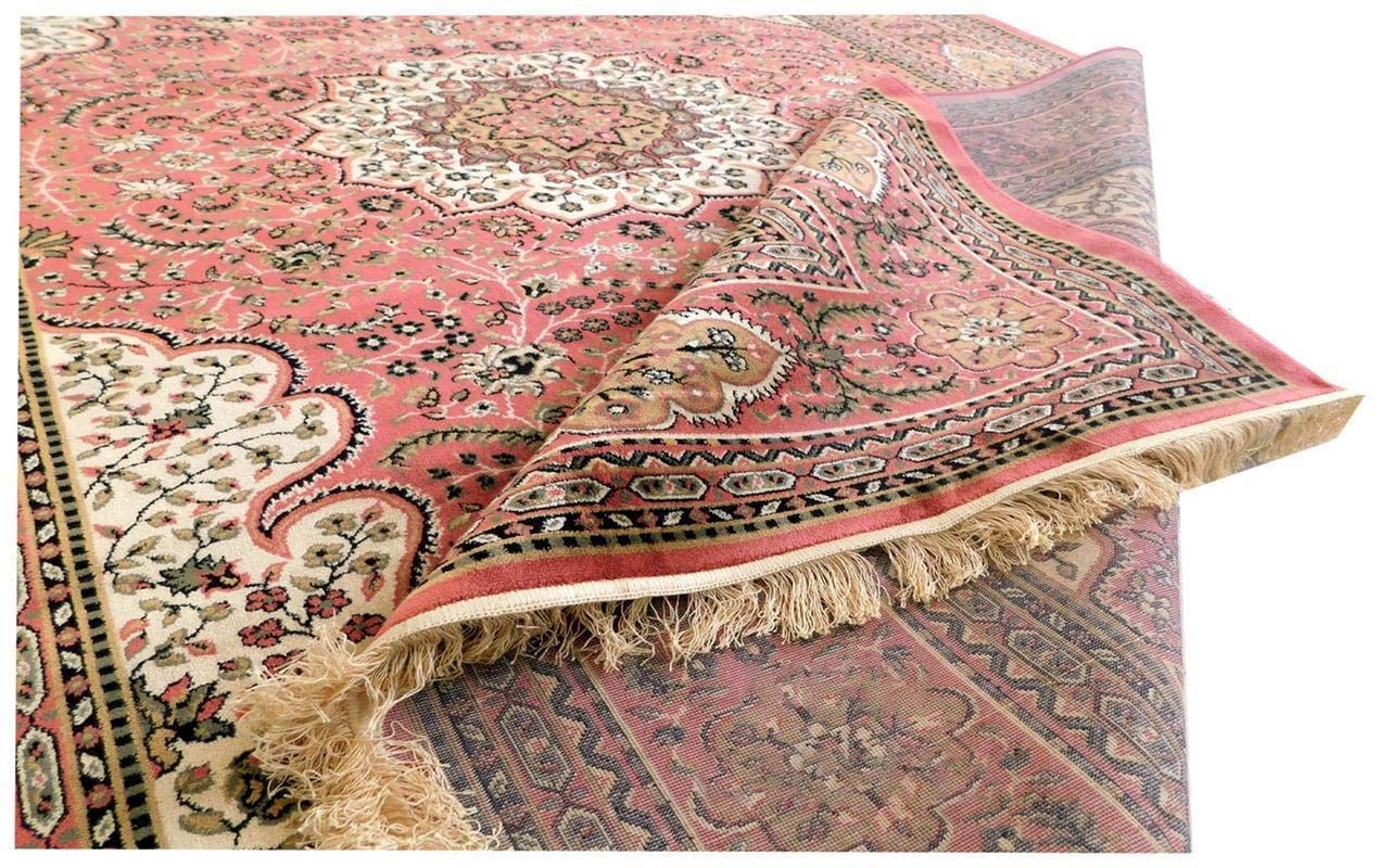 Prince Carpets Supersoft Kashmiri Silk Luxury Persian Design Anti Skid Backing Washable Carpets for Living Room Bedroom Drawing Room Hall Home Pink Color 8 x 11 feet