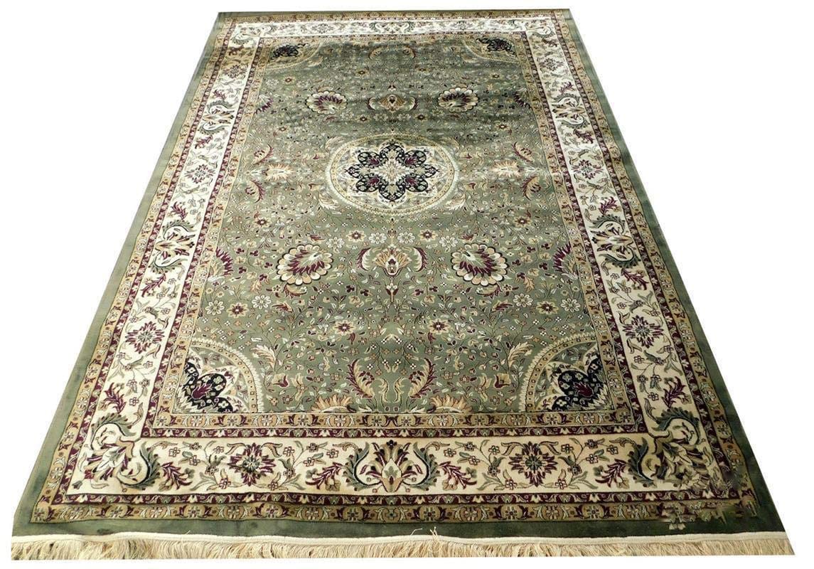 Prince Carpets Supersoft Kashmiri Silk Luxury Persian Design Anti Skid Backing Washable Carpets for Living Room Bedroom Drawing Room Hall Home Green Color 5 x7 feet
