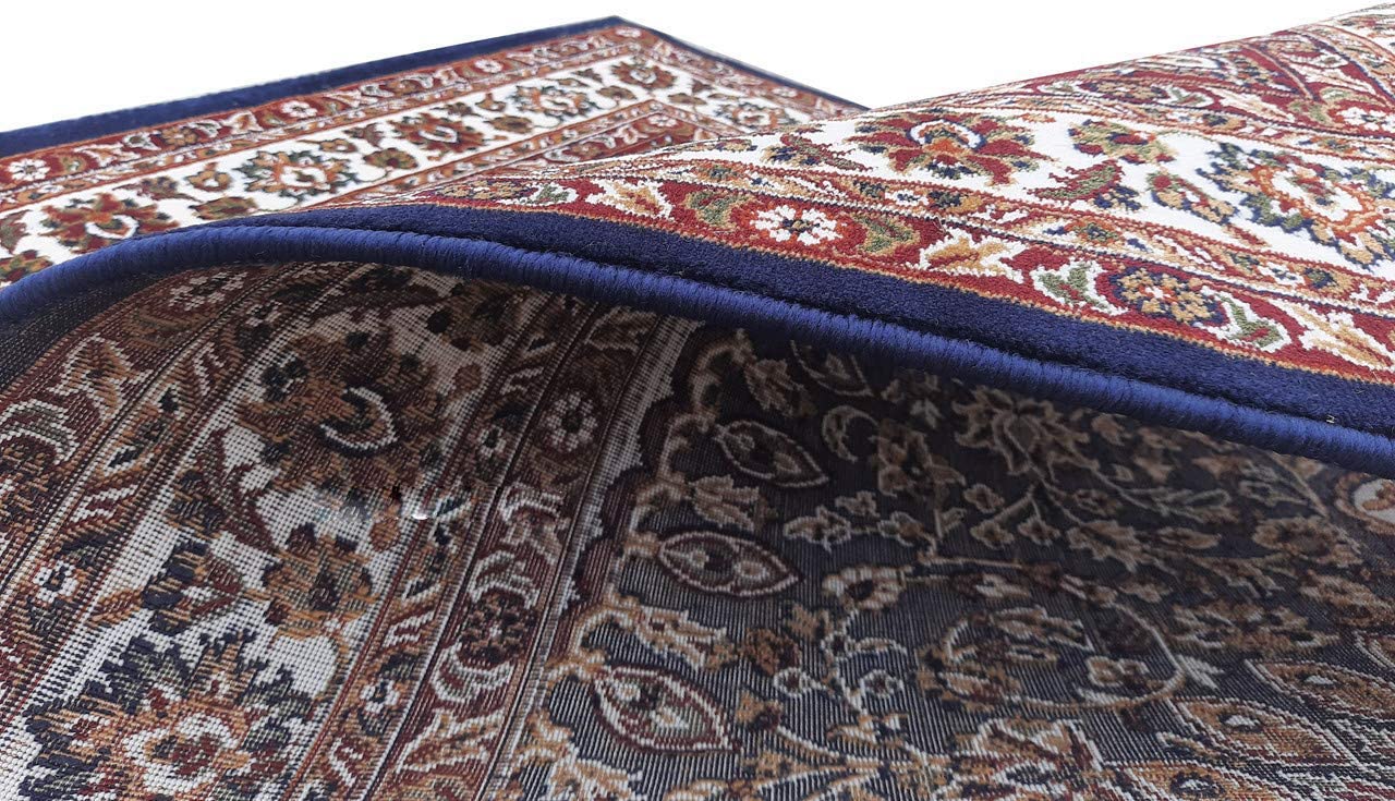 Prince Carpets Kashmiri Silk Touch Persian Carpets for Living Room1 inch Thickness Anti Skid Washable Carpet Blue Color 8 x 11 feet