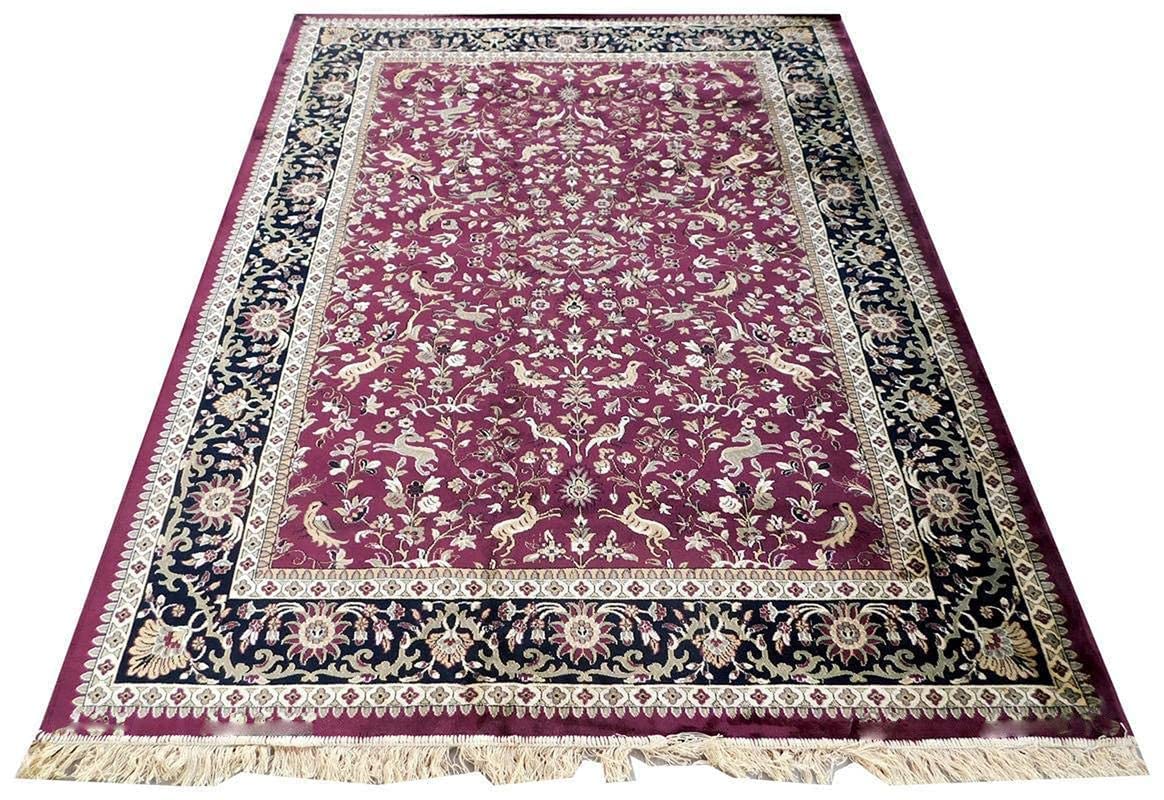 Prince Carpets Supersoft Kashmiri Silk Luxury Persian Design Anti Skid Backing Washable Carpets for Living Room Bedroom Drawing Room Hall Home Maroon Color 3 x 5 feet