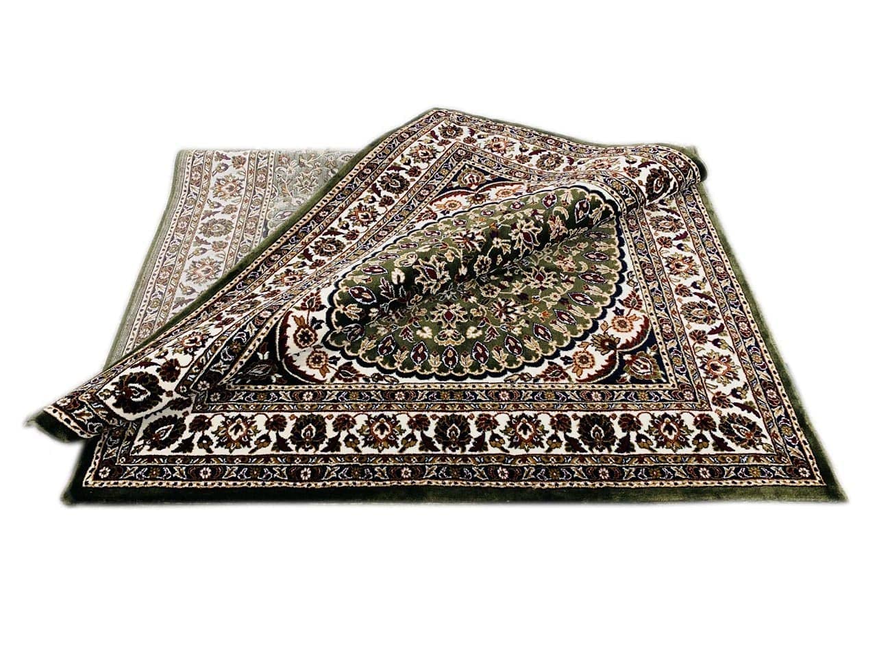 Prince Carpets Kashmiri Supersoft Wool Blend Persian Carpet for Living Room Bedroom Dining Room Hall with 15mm Thickness Non Slip Washable Carpet Green Color 9 x 12 feet