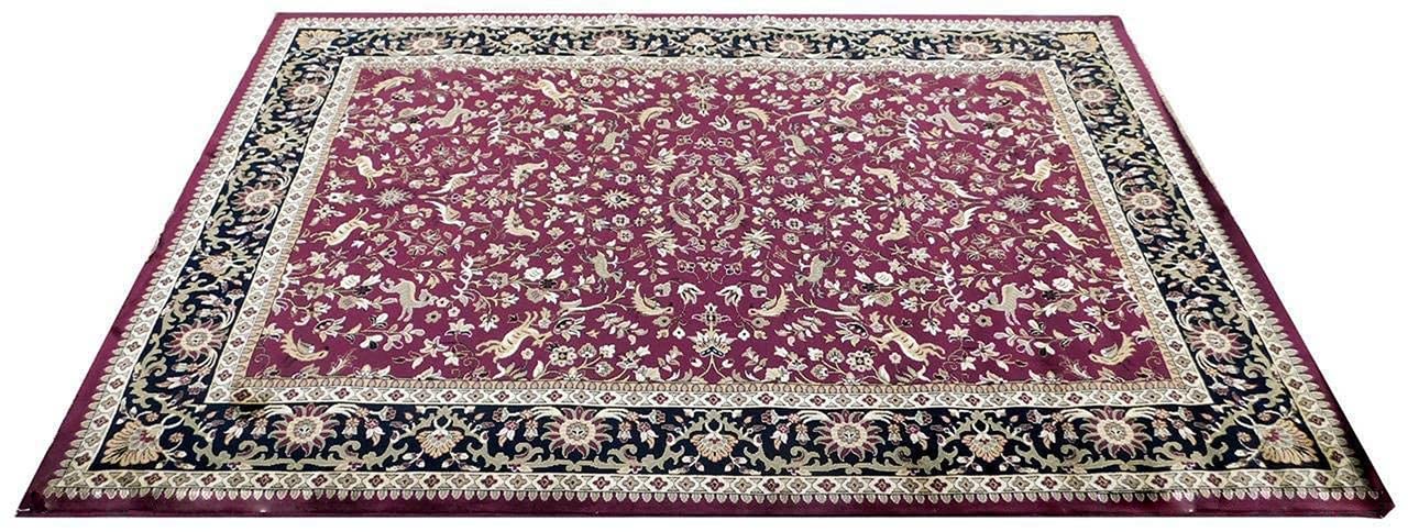 Prince Carpets Supersoft Kashmiri Silk Luxury Persian Design Anti Skid Backing Washable Carpets for Living Room Bedroom Drawing Room Hall Home Maroon Color 3 x 5 feet