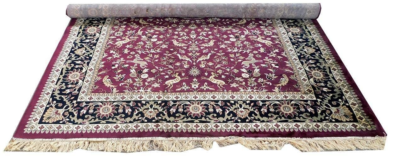 Prince Carpets Supersoft Kashmiri Silk Luxury Persian Design Anti Skid Backing Washable Carpets for Living Room Bedroom Drawing Room Hall Home Maroon Color 3 x 5 feet