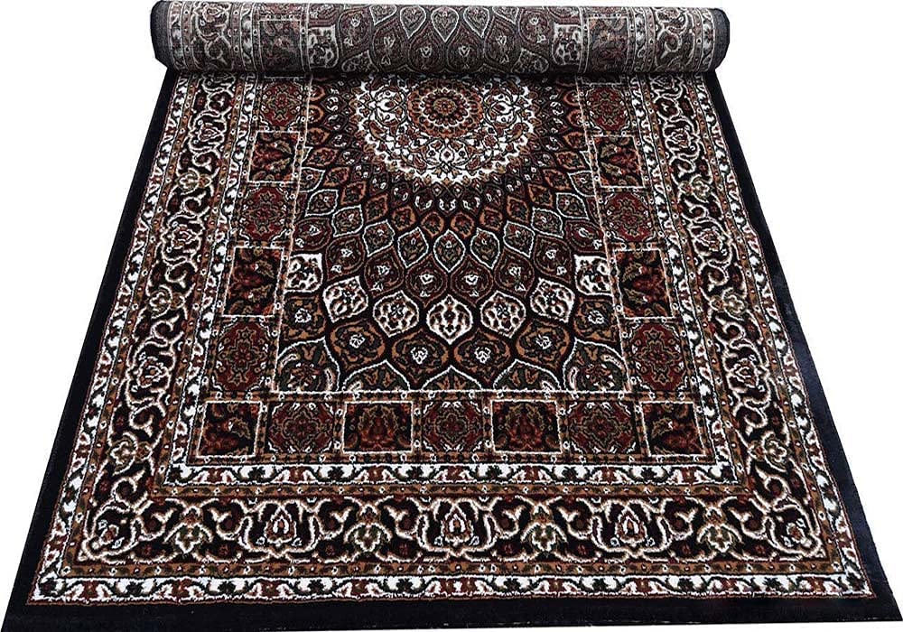 Prince Carpets Kashmiri Supersoft Wool Blend Persian Carpet for Living Room Bedroom Dining Room Hall with 15mm Thickness Non Slip Washable Carpet Blue Color 5 x 7 feet