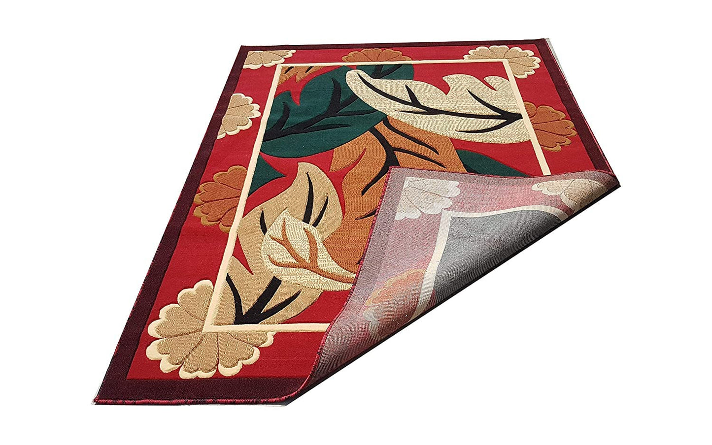 Prince Carpets Embossed Carved Supersoft Wool Blend Modern Design Carpets for Living Room Home Bedroom Drawing Room Hall with 1 inch Thickness Red Color 6 x 8 feet