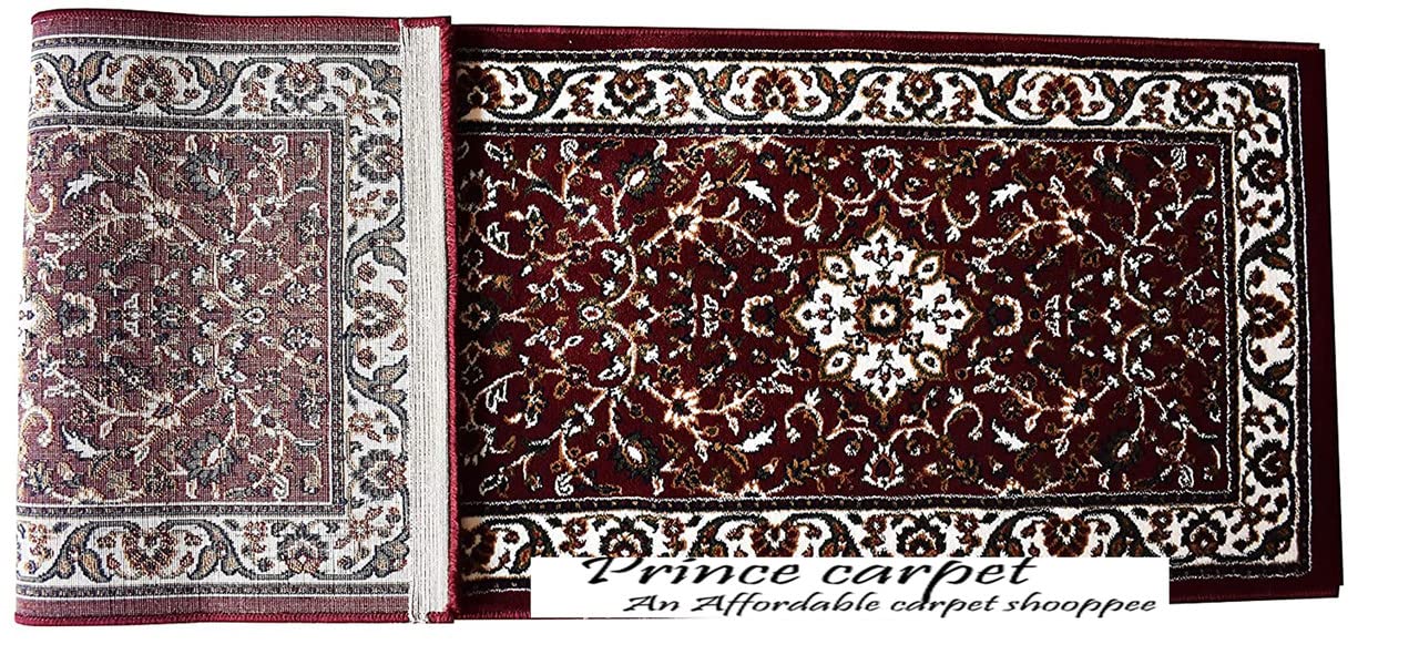 Prince Carpets Kashmiri Supersoft Wool Blend Persian Design Carpet for Living Room Bedroom Drawing Room Hall Anti Slip Backing Thick Washable Carpet Maroon Color 2 x 6 feet