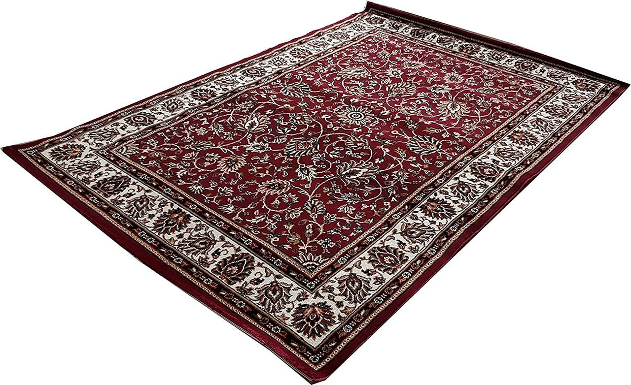 Prince Carpets Kashmiri Supersoft Wool Blend Persian Design Carpet for Living Room Bedroom Drawing Room Hall Anti Slip Backing Thick Washable Carpet Maroon Color 6 x 9 feet